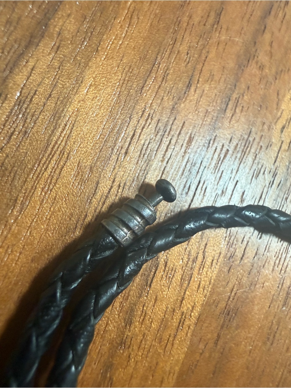Pandora Black Braided Leather Double Wrap Bracelet with Sterling Silver moments - Picture 4 of 9